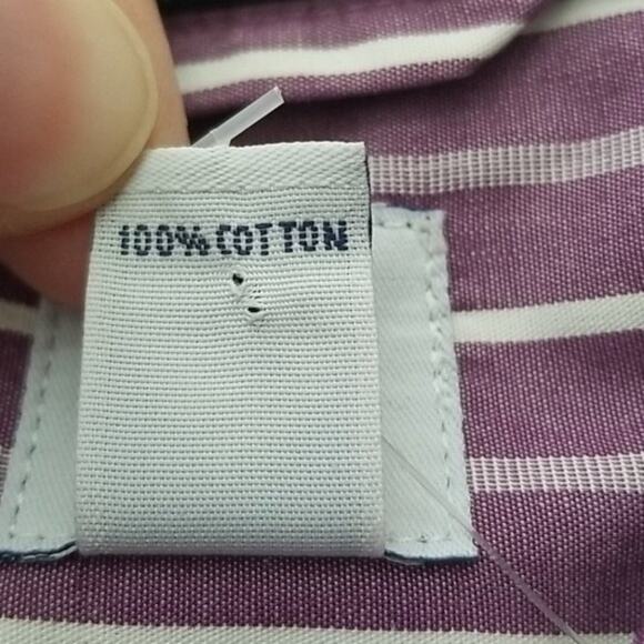 Gap Factory Purple & White Striped Chambray Long Sleeve Button Down Shirt - Picture 5 of 7